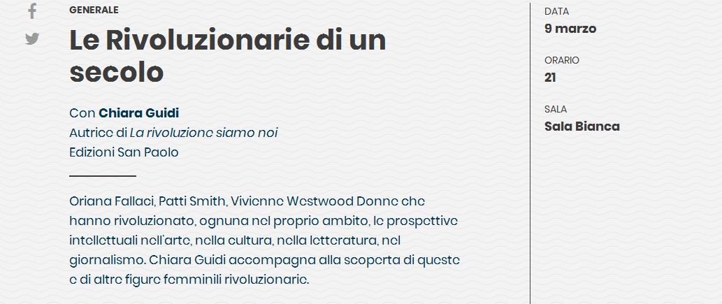 SanPaoloEditore's tweet photo. Domani vi aspettiamo alle ore 21 a @TempodiLibri per l'evento "Le rivoluzionarie di un secolo" assieme a @guidi_chiara, autrice di "La rivoluzione siamo noi", e con Margherita Remotti.

@flaviaf81

Per maggiori info: https://t.co/a4ZXpWVyvQ https://t.co/viHjLr9mPp