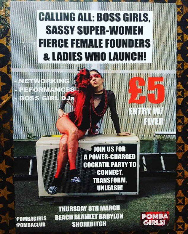 Happy International Women's Day!!! So excited to be hosting / DJin at ultimate girls night tonight with <a href="/PombaGirls/">Pomba Girls</a> 6pm -late  <a href="/BBBShoreditch/">BBBabylon Shoreditch</a>. Screenshot this flyer for £5 discount entry! #pushforprogress #InternationalWomenDay