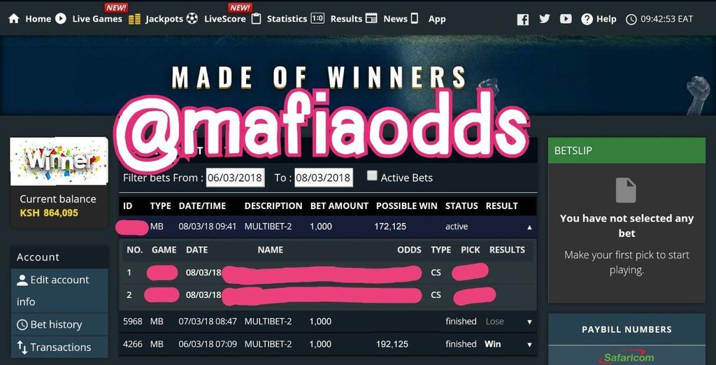 CFixedmatches's tweet photo. Today's ticket is 100% safe for maxbet you can be sure of 100% returns invest today in your money +254705239085- mafia odds. 

Get related mafia tips on whatsapp... Contact me on whatsapp or telegram @mafiaodds. King. https://t.co/g3ZtCDHMNF