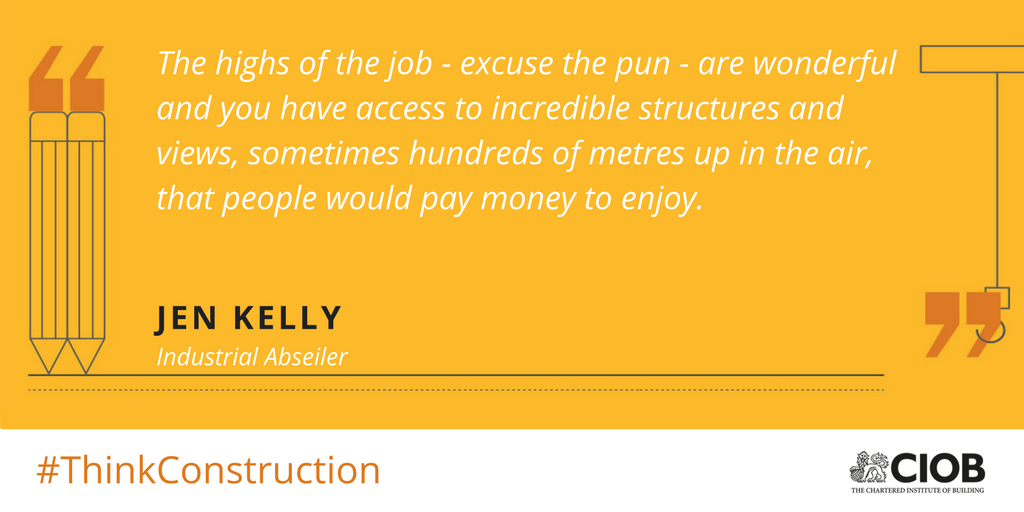 theCIOB's tweet photo. There are so many #career options in #construction - including an industrial #abseiler! Find out more about the roles in our industry from @nawicuk and @ConstructMgrMag > https://t.co/znXb9V6pXn 
#PressforProgress #ThinkConstruction #NCW2018 #NAW2018 https://t.co/g84WhyWF0h