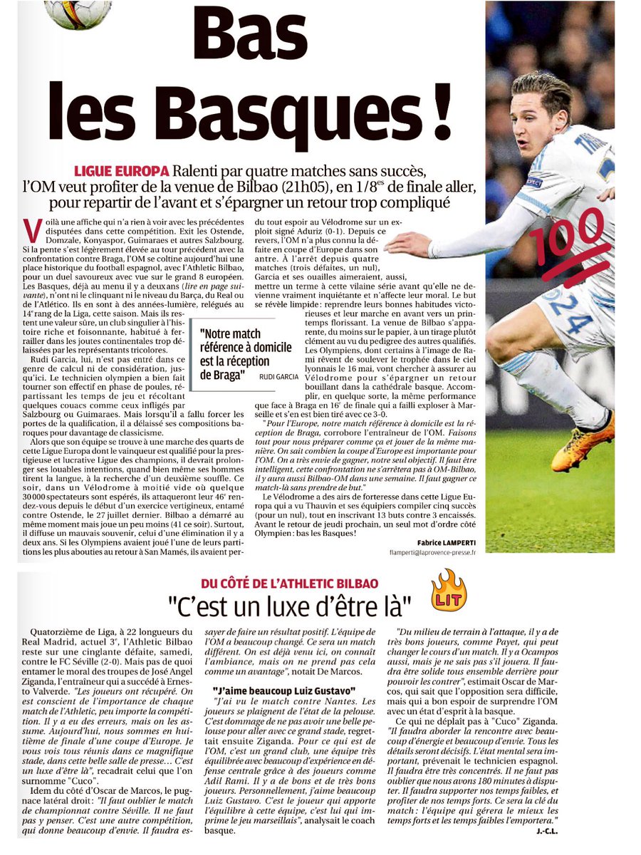 TeixCap's tweet photo. 🗞Extraits articles ⚽️ OM
[L’Équipe, La Provence, Le Parisien..]
#TeamOM #OMATH #OMAB 

🗣 Tous au Vélodrome aujourd’hui !!! https://t.co/NXCDqUk03v