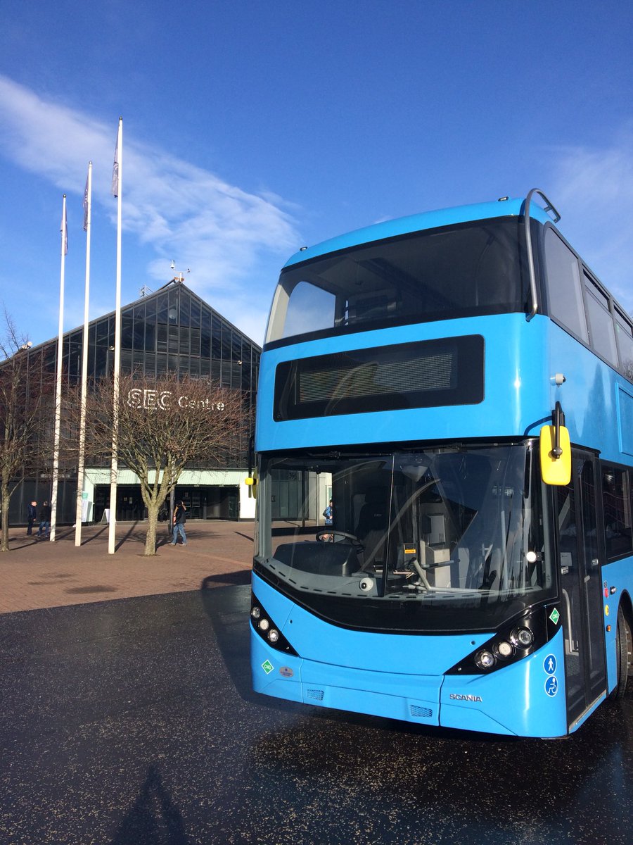 Tanya_ScaniaUK's tweet photo. Beautiful morning at the @SECGlasgow for the #Glasgow low emission #bus workshop hosted by @theLowCVP https://t.co/tKgVNIULaD