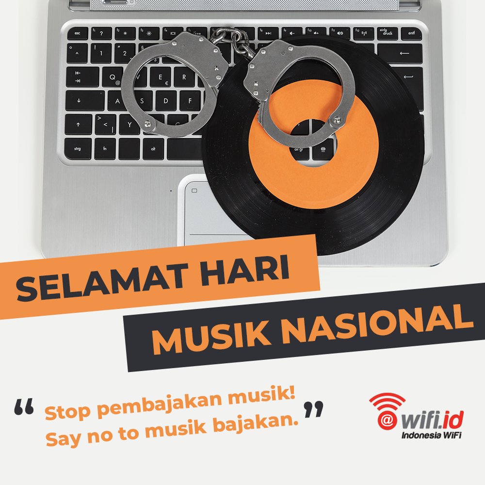 wifi_id's tweet photo. Selamat Hari Musik Nasional, Twifi! Kamu tau nggak? Sepanjang tahun 2007-2014 musik yang beredar di internet hampir 95% ilegal lho! Yuk, kita basmi pembajakan dan dukung industri musik nasional dengan mendownload lagu secara legal! https://t.co/0nEYXcUKFE