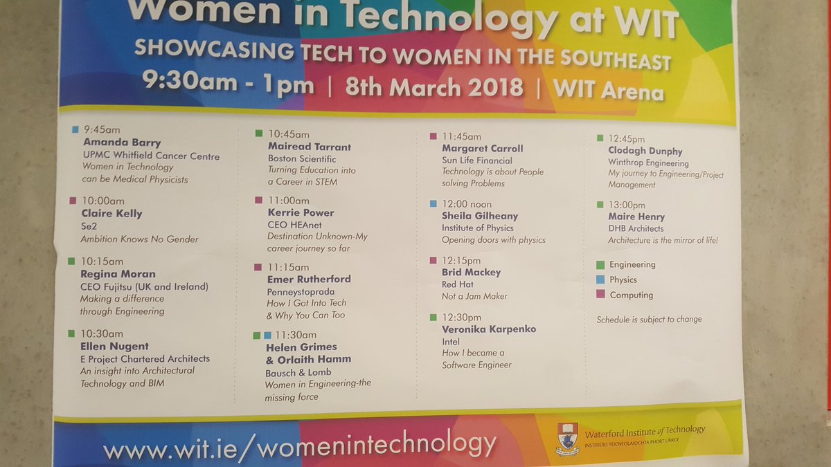 Such an inspiring line up of speakers for <a href="/waterfordit/">OConnellSchool</a> Women in Technology Event #IWD18