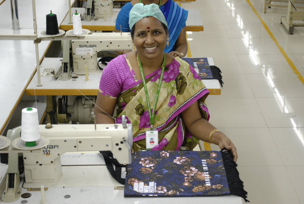 BFC's tweet photo. It’s #InternationalWomensDay and the BFC are celebrating the women creating great design and community at Bags of Ethics. The BFC’s @LondonFashionWk &amp; @LFW_Festival tote bags are produced at Supreme Creations factory in India where 9 out of 10 employees are women #PositiveFashion https://t.co/KPT0GxPJMy