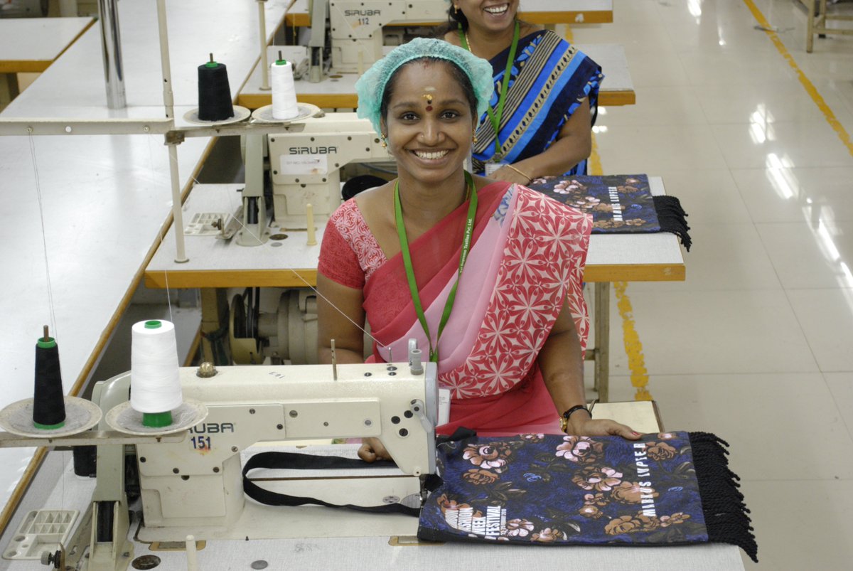 BFC's tweet photo. It’s #InternationalWomensDay and the BFC are celebrating the women creating great design and community at Bags of Ethics. The BFC’s @LondonFashionWk &amp; @LFW_Festival tote bags are produced at Supreme Creations factory in India where 9 out of 10 employees are women #PositiveFashion https://t.co/KPT0GxPJMy