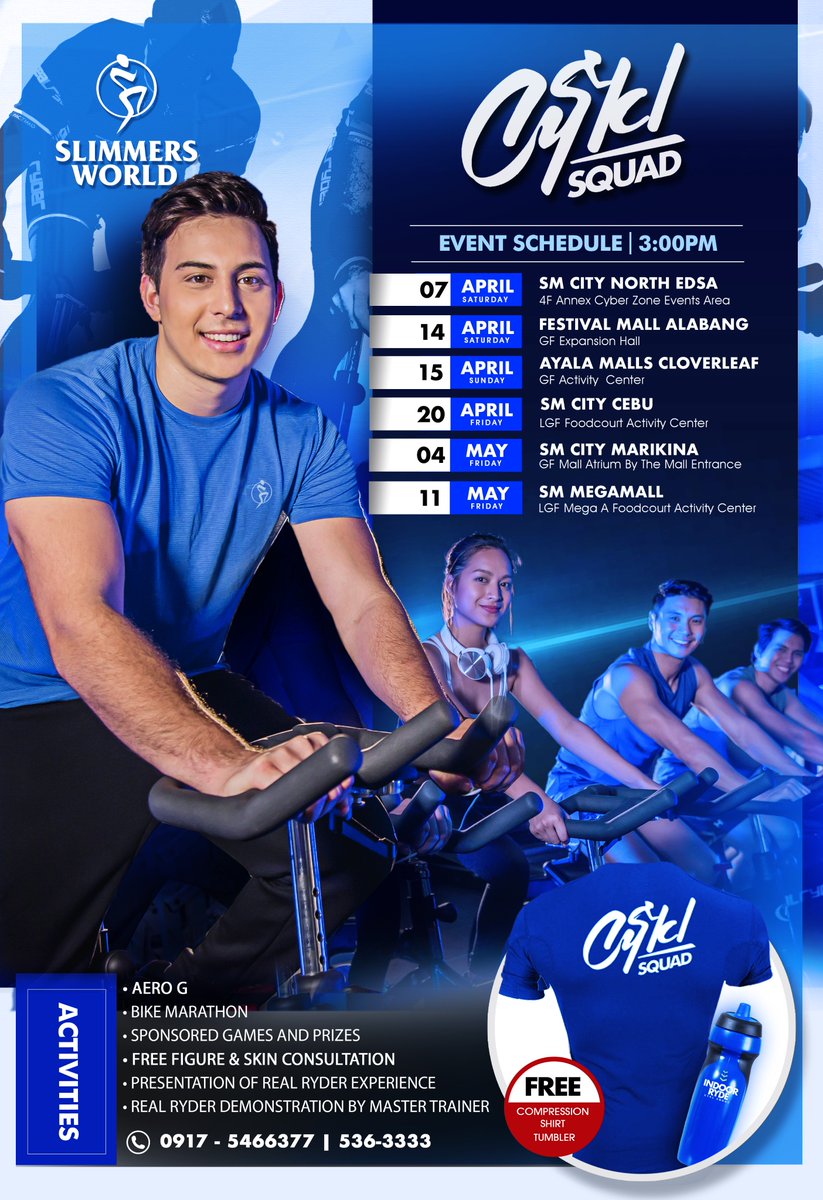 slimmers_world's tweet photo. SLIMMERS WORLD CYKL SQUAD 2018 is coming to the malls near you! Come ride with us and experience the indoor cycle that moves with you. Catch us on the following dates! https://t.co/NidGvkvdVS