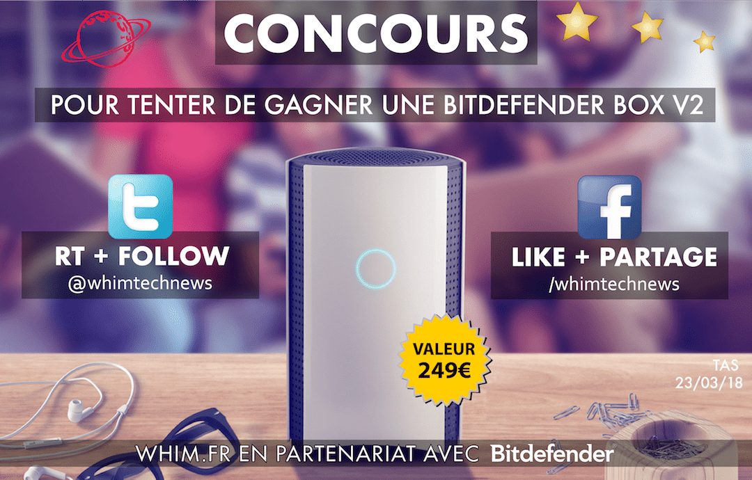 whimtechnews's tweet photo. 🎁 #Concours 🎁
Tentez de gagner une #BitdefenderBox2 en partenariat avec @BitdefenderFR !!
Pour jouer :
1 ▶︎ Follow @whimtechnews
2 ▶︎ RT ce tweet !
#Cadeaux #BitdefenderBox https://t.co/ZOu2pqZnK8