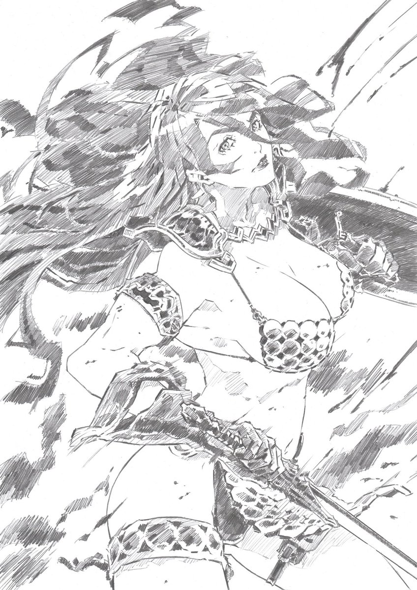 Red Sonja, clean version.

#RedSonja
#FanArt
#PencilDrawings 
#ManualArt 