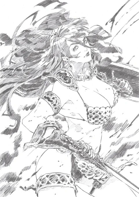 Red Sonja, clean version.#RedSonja#FanArt#PencilDrawings #ManualArt 