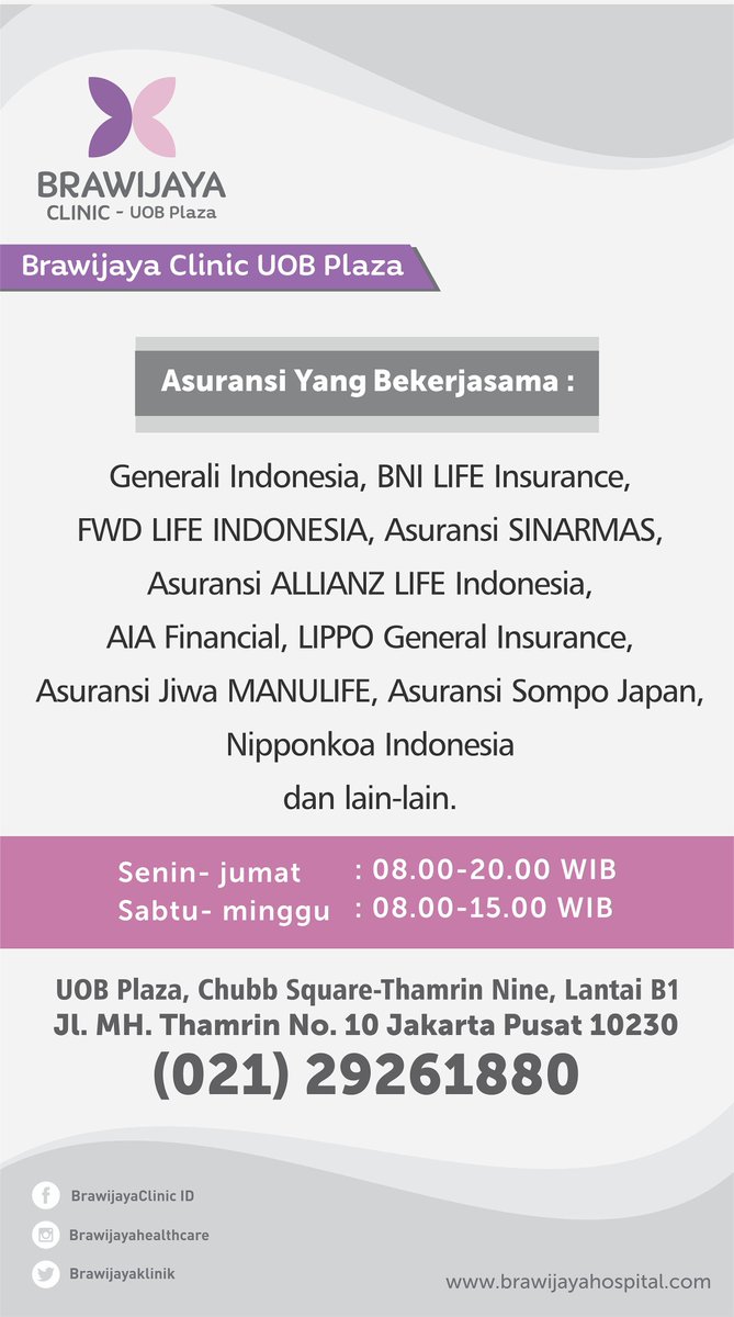 ThamrinNine's tweet photo. Klinik Brawijaya UOB Plaza (Chubb Square- Thamrin Nine Lantai B1) dipersembahkan bagi Anda yang membutuhkan pelayanan medis dari Tim Dokter professional &amp; tenaga kesehatan yang berpengalaman serta didukung dengan fasilitas modern &amp; keramahan layanan untuk kenyamanan Anda. https://t.co/R4KDiTlMKs