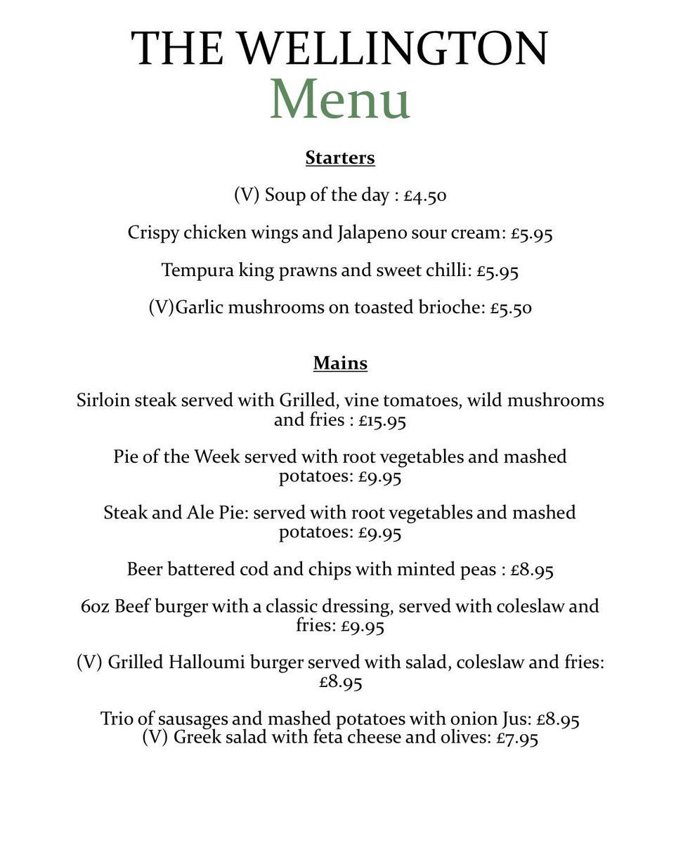 TheWellington5's tweet photo. Our new menu! Offering a range of pub classics and a weekly Sunday Lunch 🍽 Our new menu available from today! 🍔🥧 #Rochdale #Dining #Gastropub #Menu https://t.co/UEKdEG3xNI