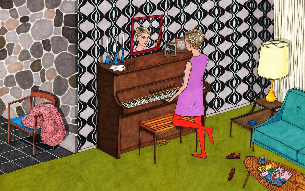 WeTransfer's tweet image. Another from our regrets series, Sally Nixon portrays @Twiggy longing to sit at a piano and play - a skill she could have learnt from her wonderful dad. #InternationalWomensDay we.tl/internationalw…