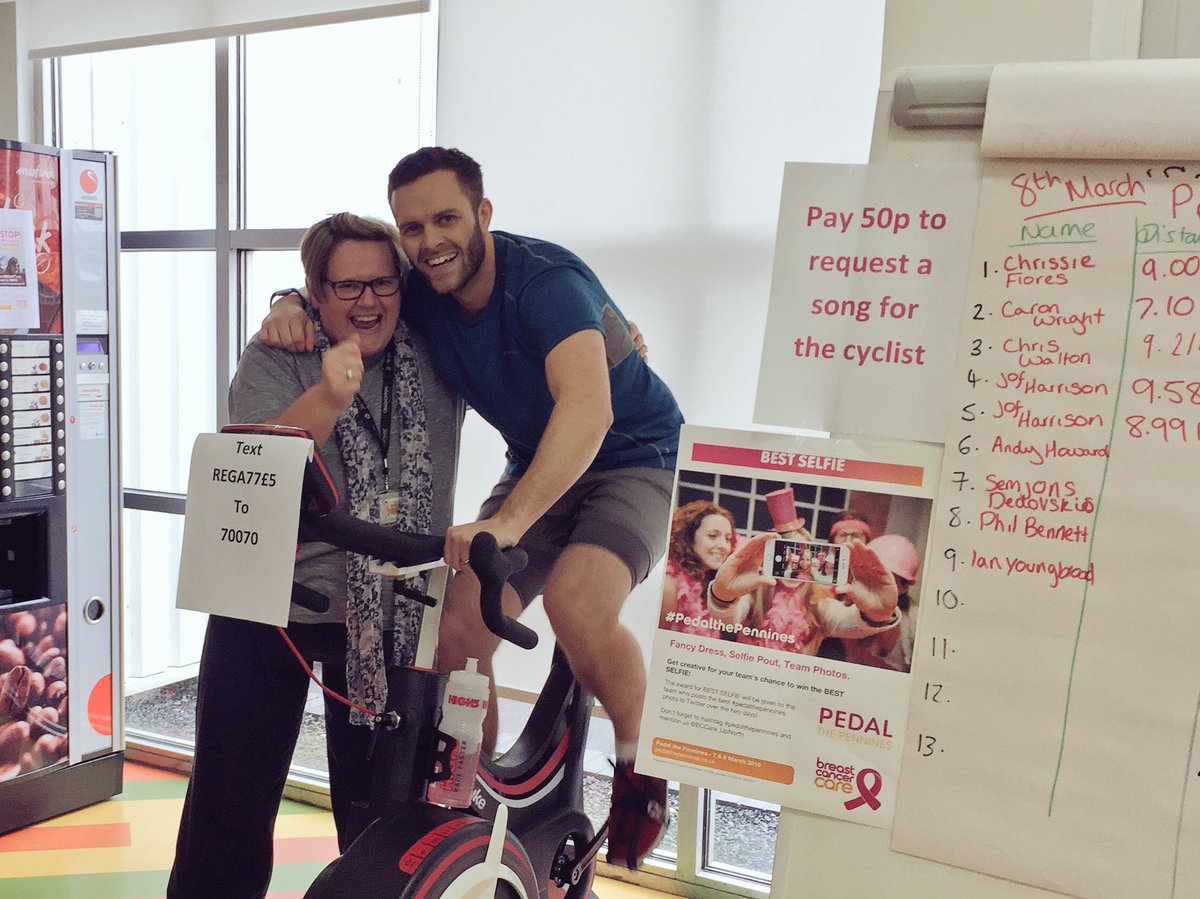 HeatherMCharity's tweet photo. #PedalthePennines sweepstake getting serious @RegattaOutdoors, Karen cheering on her lucky cyclist Andy! https://t.co/ytUBHR8puq