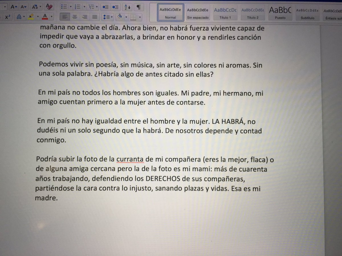 Os hemos quitado demasiado en el pasado. Como hombre, me avergüenzo y pido perdón. Hoy será siempre, al fin. He escrito algo a la curranta de mi compañera, los 40 años de lucha de mi madre, a ti. #Ellas #igualdad #8m #huelgafeminista #seacabo #diainternacionaldelamujer
