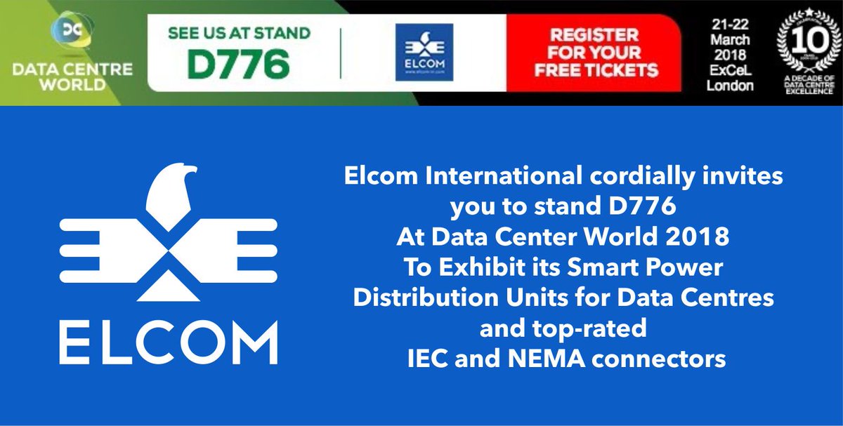 Elcom_IN's tweet photo. Elcom is at the biggest Data Centre event #DCW18 #CMSTECH Come visit us at stand no. D776 at ExCel London on 21-22 March https://t.co/tWp9jrCP33