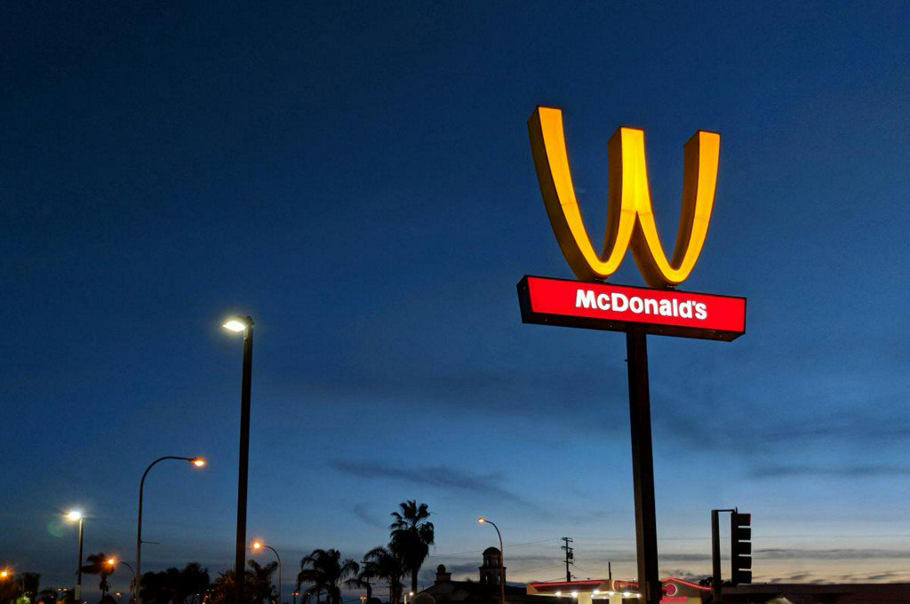 Reuters's tweet photo. McDonald's flips golden arches in honor of International Women's Day https://t.co/Vr2IEbo19B https://t.co/S0SSO9eqgi