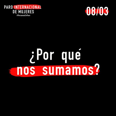 pucpdars's tweet photo. ¡Falta 1hr para el paro! ¿Por qué nos sumamos? #ParoInternacionalDeMujeres #ParoDeMujeres Súmate desde la @PUCP al #8M #DiaInternacionalDeLaMujer #Díadelamujer #IWD2018 #ViolenciaDeGenero #ViolenciaMachista Conoce más --> https://t.co/JnGGfCSWCO https://t.co/AYzQGzIUj4