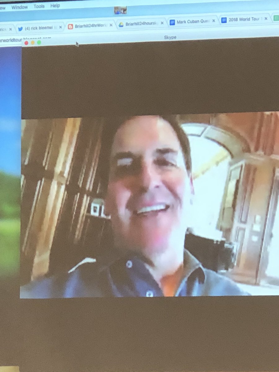 MrsGilbreath103's tweet photo. 1st Skype to kick it off- @mcuban thanks so much! We loved your advice about being a life long learner and being being respectful of others cultures! https://t.co/PzQ6bV4sOg