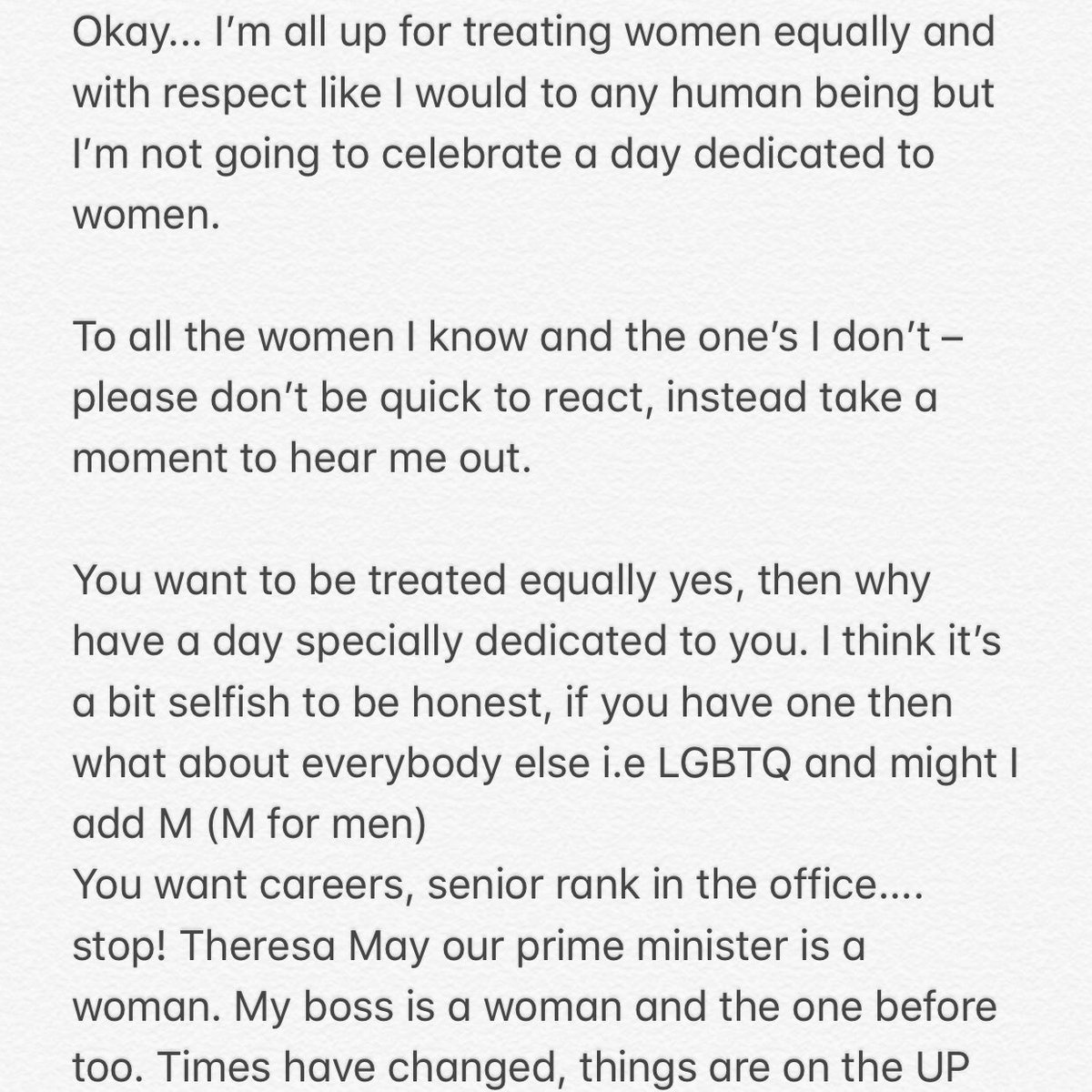 amitrego's tweet photo. International Women’s Day... Really? https://t.co/Z4Fk0rBpVx