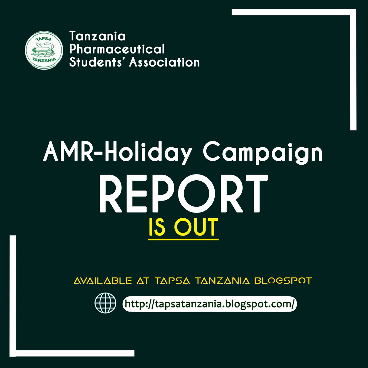 TAPSA Antimicrobial Resistance Campaign Report is OUT. The Ccampaign was conducted by Tanzania Pharmaceutical Students' Association (TAPSA). Read it here tapsatanzania.blogspot.com/2018/03/amr-ca… #TAPSA #FightingAMR #TokomezaUsuguwaDawa #YourPharmacistAtService #IPSFOrg #IPSFAfro #Tanzania