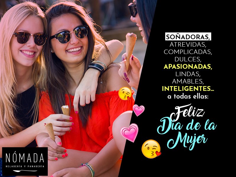 Nómada festeja a cada una de las mujeres en su día 
y siempre ¡Gracias! 
#SomosNómada #ExperienciaNómada #DíaDeLaMujer  #Mujer #Helado #Malteada #Pan #Galletas 
#DulceExperieriencia  #Gourmet