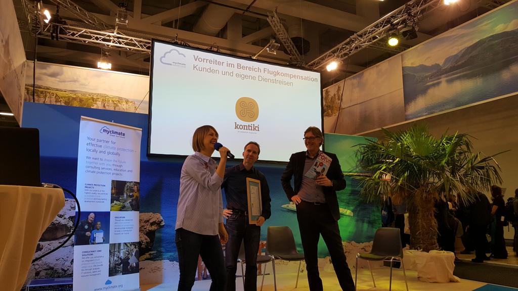 myclimate's tweet photo. Emma Arvidson, @KontikiReisen first #myclimateaward winner 2018 #ITB2018 https://t.co/kiiQq0Ev9Z