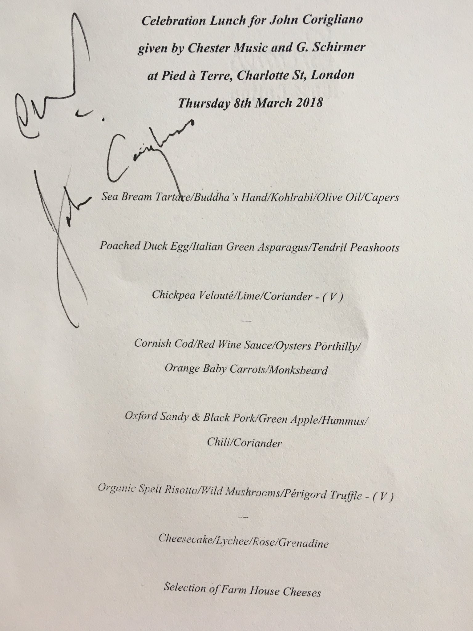 Lunch for John Corigliano in London. Happy Birthday!  