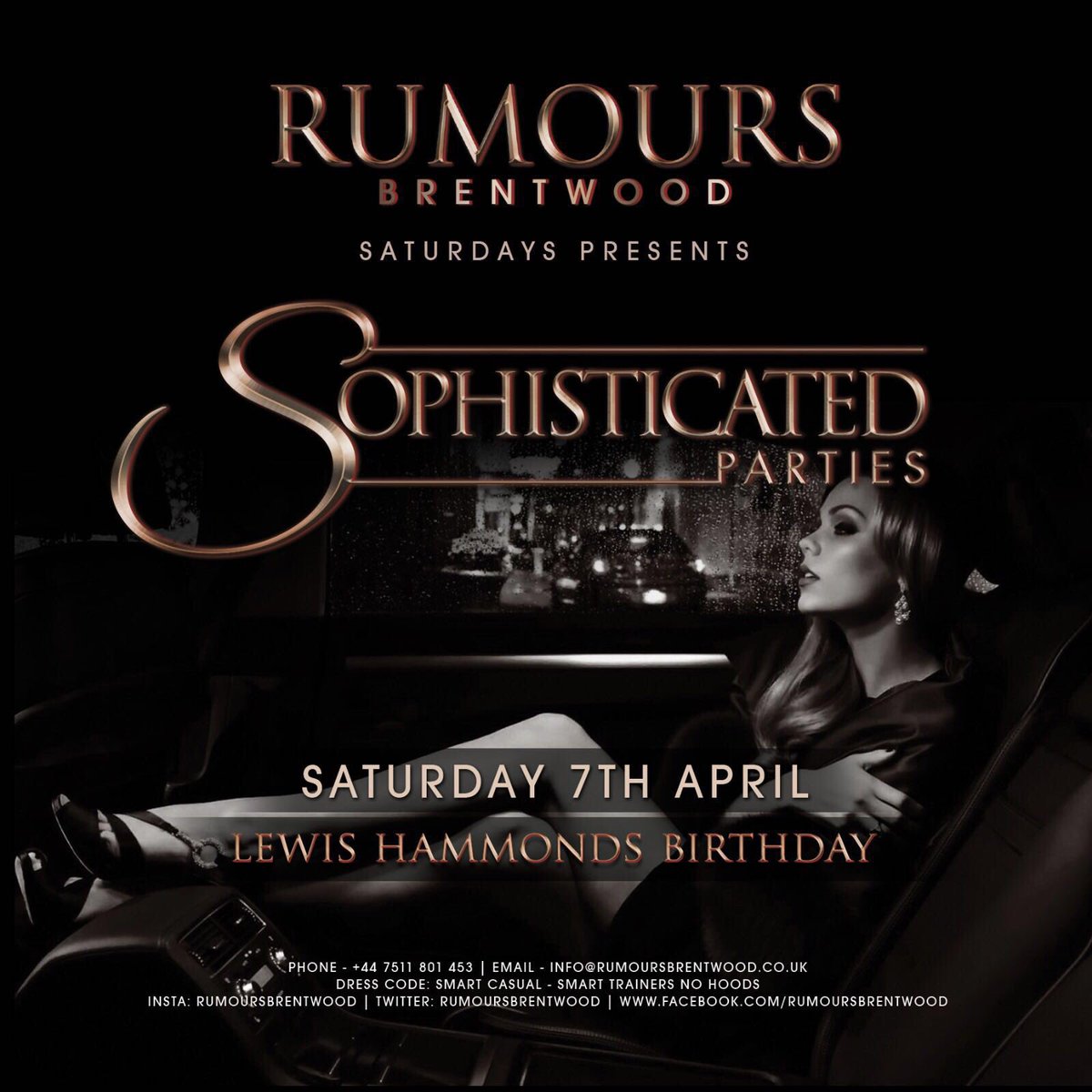 Next Up <a href="/SophisticatedUK/">SophisticatedParties</a> is coming to <a href="/RumoursBrentwd/">Rumours Brentwood</a> Saturday 7th April can’t wait for this one 🤙🏽
