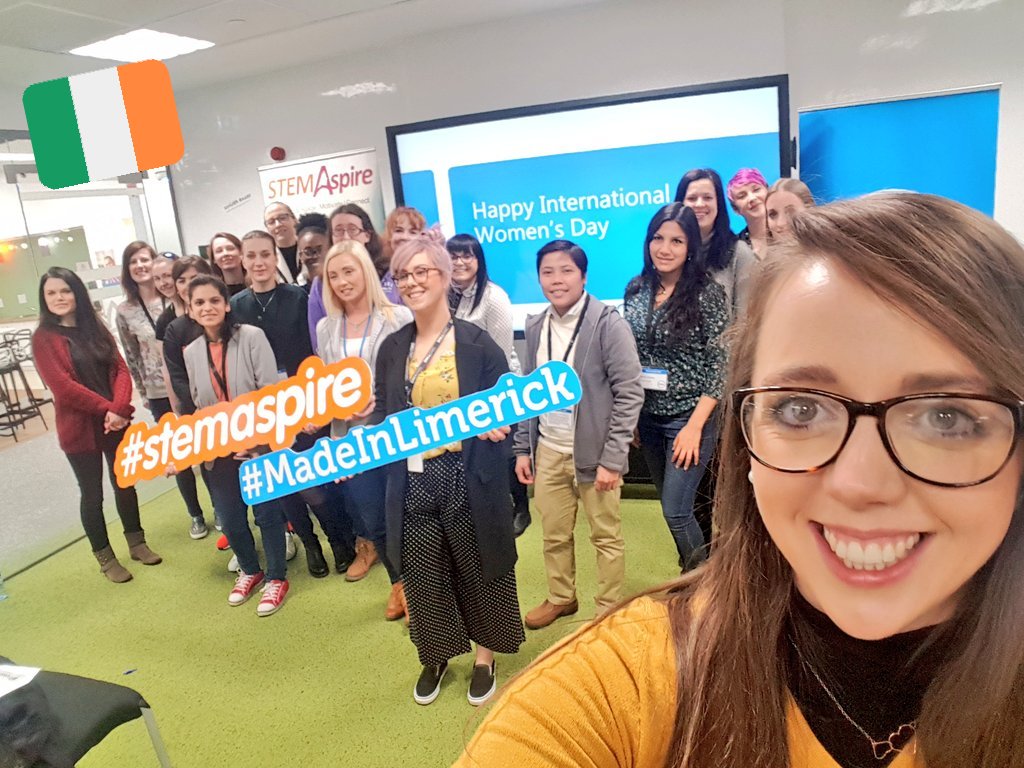 MagFlaherty's tweet photo. Kicking off #InternationalWomensDay in @DellIreland,with our #stemaspire mentees from @UL &amp;@LimerickIT - we're ready for a day of networking &amp; sessions on personal brand! @CareersAtDell https://t.co/bdzLdRudKm