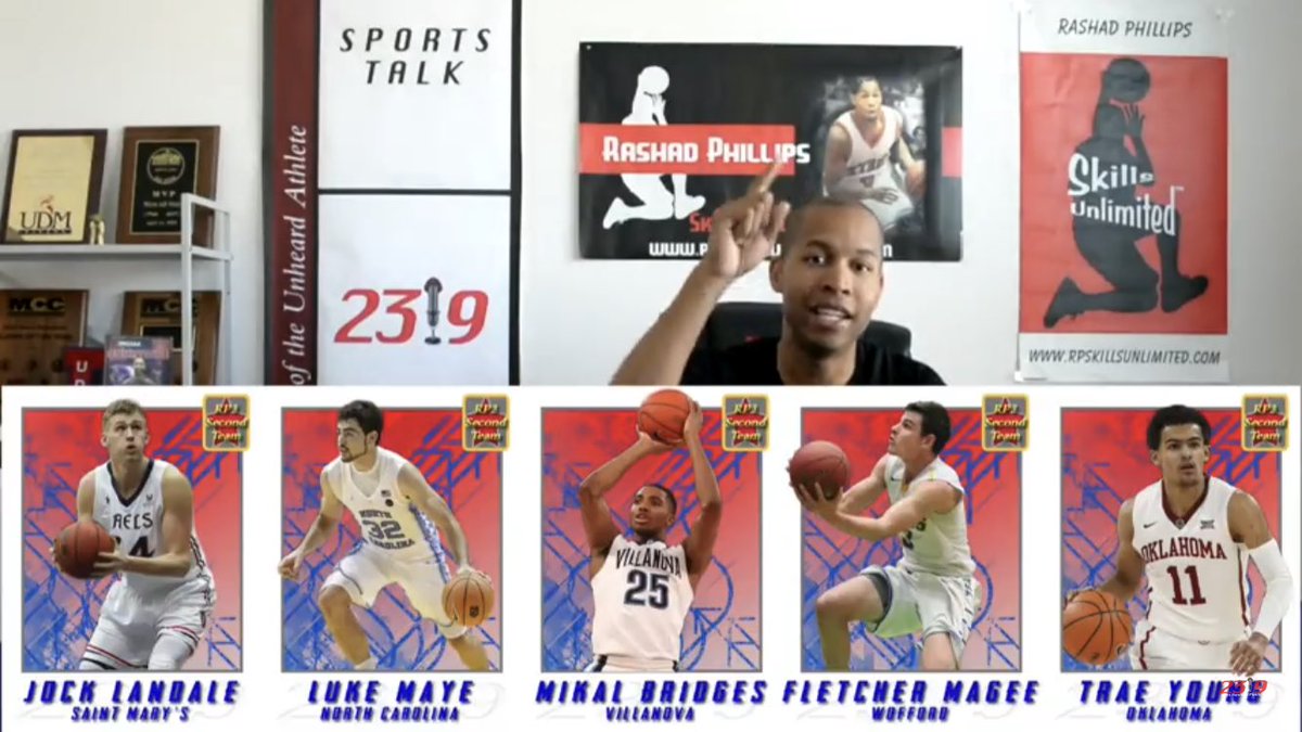 RP3natural's tweet photo. Congrats to RP3โs #NCAA #2ndTeamAll-Americans C. @jock_l @saintmaryshoops PF. @Luke_maye @UNC_Basketball SF. #MikalBridges @NovaMBB SG. #FletcherMcGee @WoffordMBB PG. @TheTraeYoung @OU_MBBall https://t.co/h0tkoazU6F https://t.co/nNZH89i8Gr