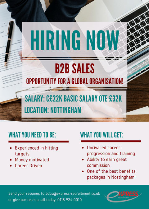 expressrecruit1's tweet photo. Our client are world leaders in their field. They are looking for a talented, ambitious and hungry sales professional to join their top quality team. Find out more & apply today: https://t.co/PaQSPznwbf
#Sales #SalesJobs #SalesGrad #SalesGraduate #Jobs #JobsNottingham https://t.co/CSKpaeW7Zi