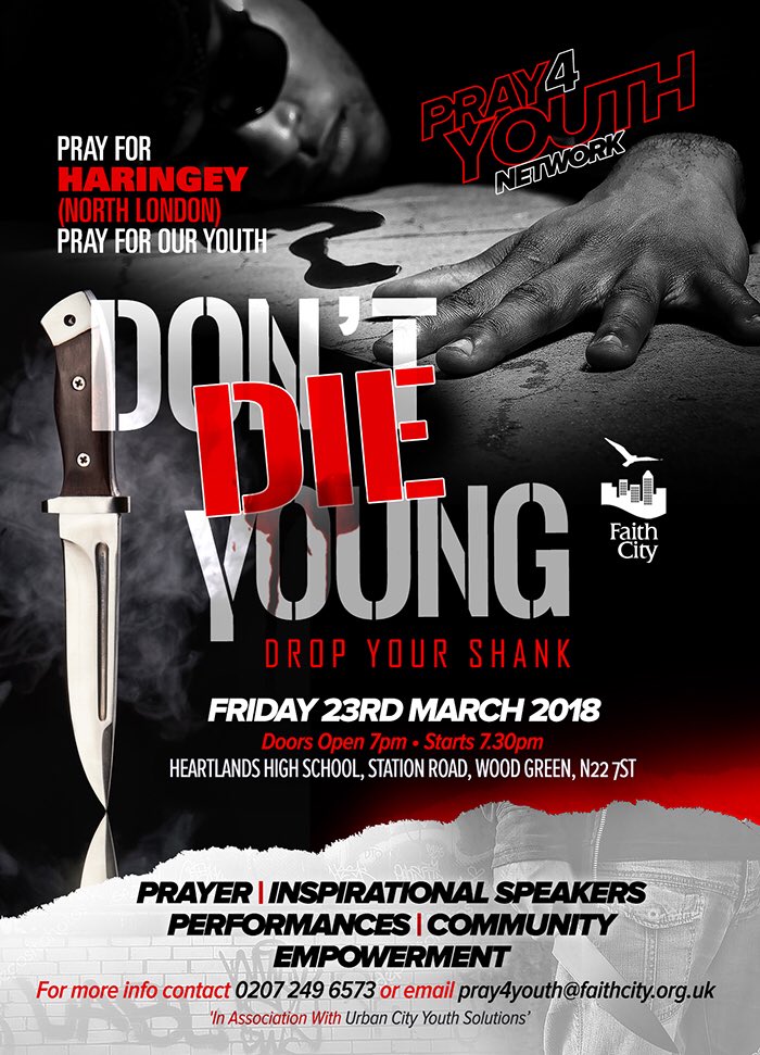 JuniorSpenceUK's tweet photo. Pray4Youth in Haringey!!!
What are you prepared to do??
#DontDieYoung #Pray4YouthLondon https://t.co/lAcFA5axtU