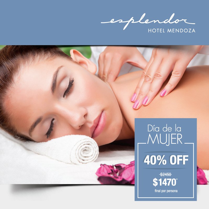 Esplendor Mendoza (@esplendorhmza) on Twitter photo ¡Especial Día de la mujer!💆♀️
En este día las esperamos en #EsplendorMendoza para que disfruten de esta experiencia de relax imperdible. #DíaInternacionalDeLaMujer <a href="/ArenaMaipu/">Arena Maipú</a>
Bases en: ow.ly/qwkW30iNgkE ¡Especial Día de la mujer!💆♀️
En este día las esperamos en #EsplendorMendoza para que disfruten de esta experiencia de relax imperdible. #DíaInternacionalDeLaMujer <a href="/ArenaMaipu/">Arena Maipú</a>
Bases en: ow.ly/qwkW30iNgkE