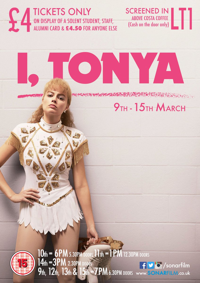 SonarCinema's tweet photo. Showing next at Sonar Film: 'I, Tonya'
9th - 15th March (for full times and details go to https://t.co/y1ZJ4cNt1V) - INCLUDING a later showing on Saturday night!
£4 for Solent students, staff and alumni and £4.50 for everyone else! https://t.co/QWdyK22HlJ