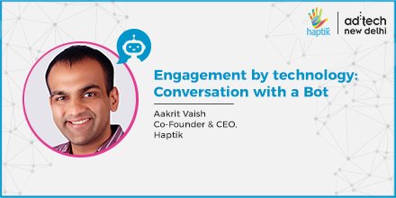 haptik's tweet image. Our Co-founder and CEO, @aakuvaish was at @adtechIndia today, sharing his thoughts on having interesting conversations with a #chatbot!
Key takeaways from his session? Best use cases where enterprises can leverage the power of #conversational_AI.  #adtechIN