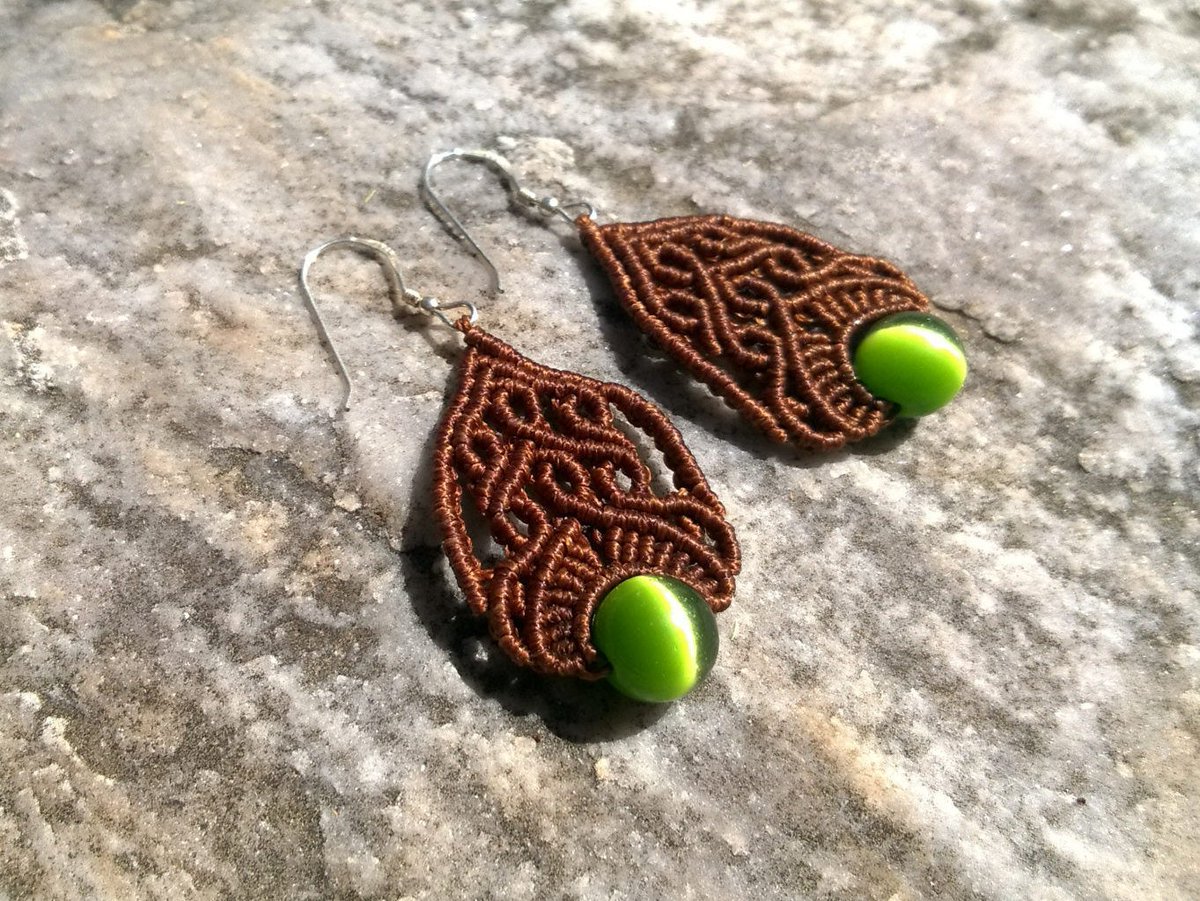 knotifymacrame's tweet photo. Excited to share the latest addition to my #etsy shop: Cute Marries - Macrame handmade earrings with green cat eye beads, bohemian style, bohochic, boho https://t.co/K0KBGMfLFb #jewelry #earrings #brown #green #boho #earwire #silver #yes #women https://t.co/CaUk4jgDs9
