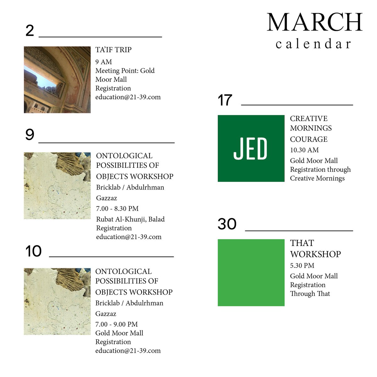 SaudiArtCouncil's tweet photo. البرنامج التعليمي للنسخة الخامسة من فن جدة ٢١،٣٩
21,39 Education and Event Calendar for the next months of the Fifth Edition “Refusing To Be Still”
#2139 #2139jeddaharts #thesaudiartcouncil #education #refusingtobestill https://t.co/n97GH0lz5V