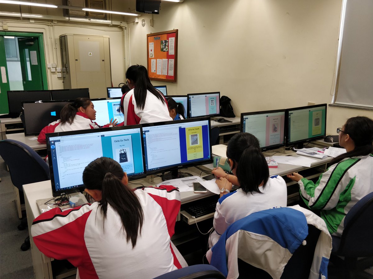 ehwyeung's tweet photo. Girls learning to #code their very own online posters using #HTML and #CSS! #GirlsGoTech #buildsomethingdifferent #InternationalWomensDay https://t.co/vkVGZztls9