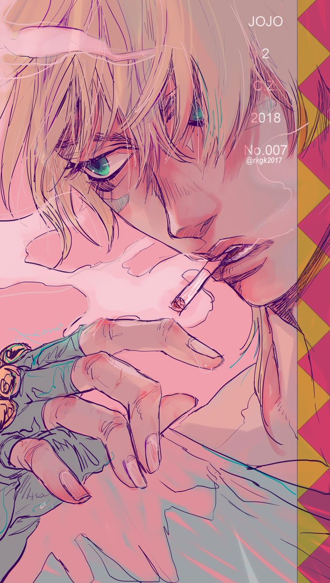 caesar anthonio zeppeli 1boy male focus cigarette solo facial mark gloves fingerless gloves  illustration images