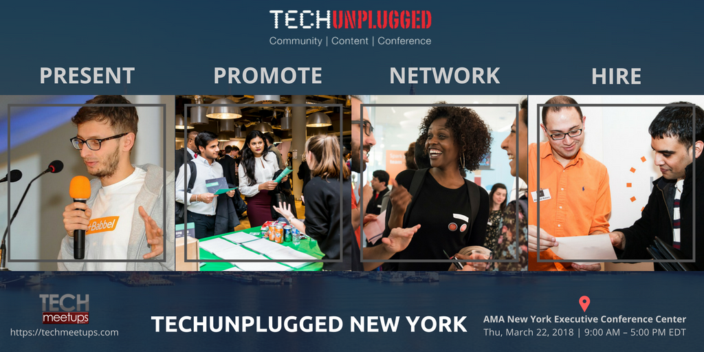 techmeetupsNYSA's tweet photo. 2 weeks left to @tech_unplugged conference in #NYC! Get ready for meetups, networking, sharing, talking... All that kind of fun which comes with interacting with all those inspiring people from all IT fields! Learn more here: https://t.co/i9FGeEiWOg https://t.co/rTjthG6QlH
