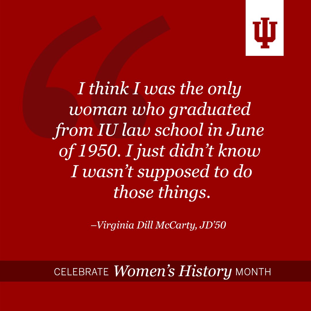 On #InternationalWomensDay we celebrate inspiring women like <a href="/IndianaUniv/">Indiana University</a> alumna Virginia Dill McCarty—a woman of many firsts: 
1st in her class at law school 🎓 
1st woman to run for Ind. governor 🗳️ 
1st woman appointed to full term as US Attorney ⚖️ 
#WomensHistoryMonth