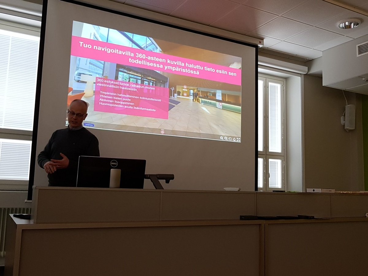 HonkonenKJ's tweet photo. Fiksuja sisällöllisiä ratkaisuja opetukseen helposti. Pelillisyyttä mukaan. Visumon Jarmo Tanskanen #keuda #VRKeuda #360 https://t.co/5GFxWii7JM
