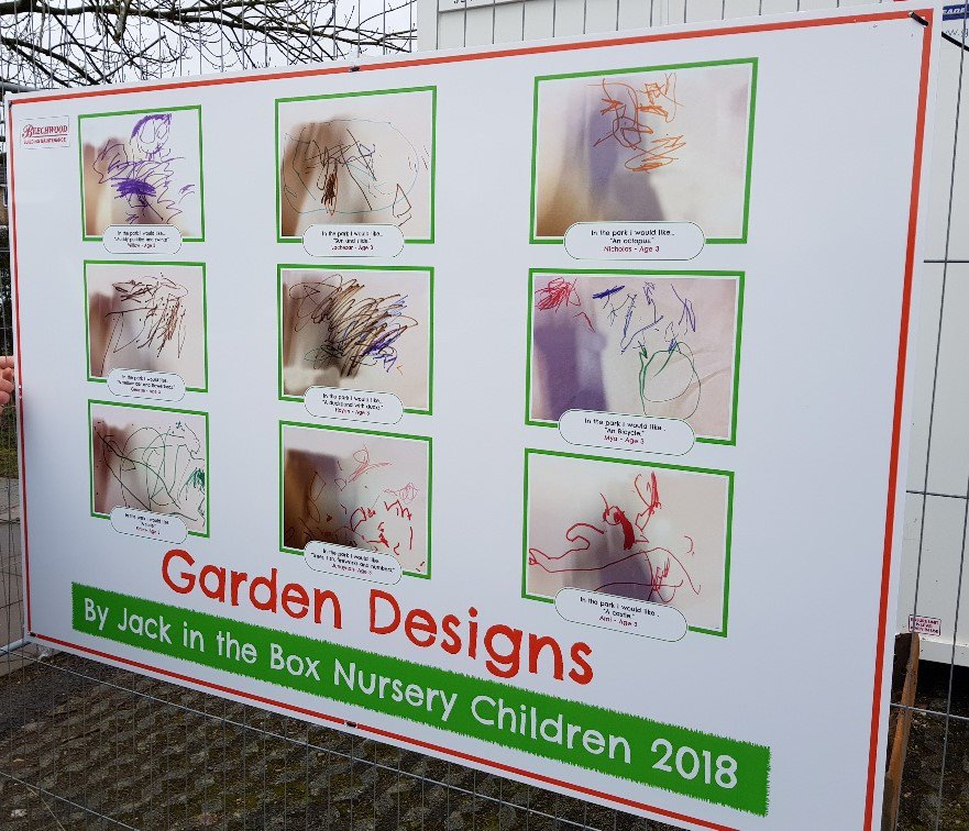 Great garden designs from the children at Jack in Box Nursery following completion of our garden drainage works!