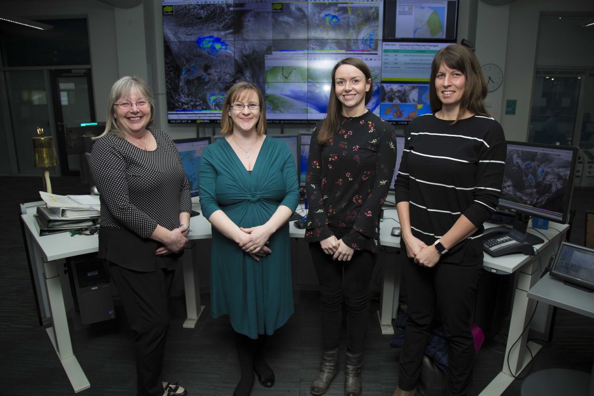 metoffice's tweet photo. This week saw our first ever shift with an all-female team of Chief Meteorologists. A female Network Incident Manager provided support too! #IWD2018 #PressforProgress https://t.co/41G7p2C8nr