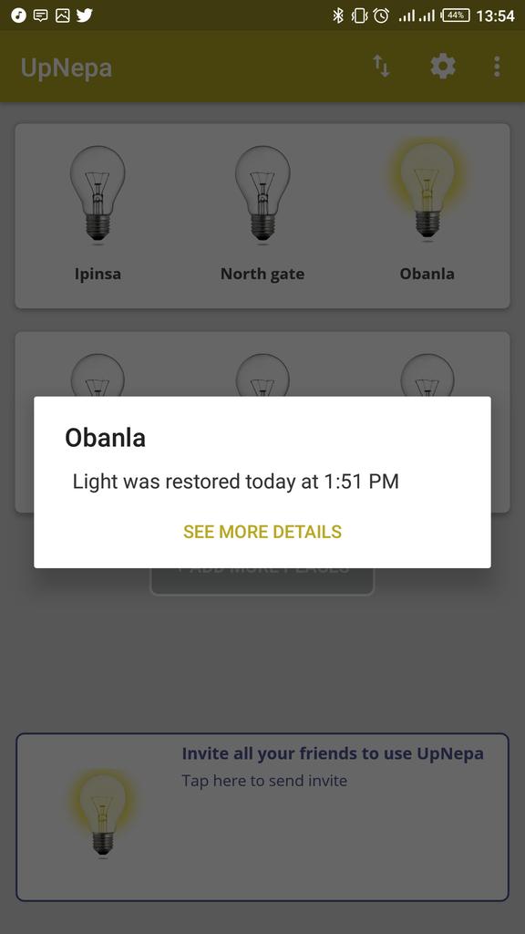 TaslimSalaudeen's tweet photo. My brother and I are self thought programmers. We developed an app that notifies you whenever there's is light in your area, also tells when your friends are charging with generator (so you can join them if there is no light) 
https://t.co/QnASk7Op2c
#WeAreNigerianCreatives https://t.co/AWbBMJCNDU