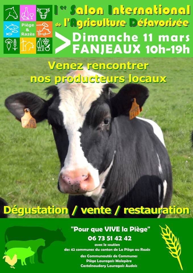 collinecathare's tweet photo. Retrouvez le 1er #salondelagriculture  défavorisé à Fanjeaux dimanche 11 mars de 10h à 19h! Vous pourrez faire la connaissance des #animaux : poules, veaux, cochons, brebis... et dégustez les #produitslocaux ! https://t.co/zQhpiqgKaP