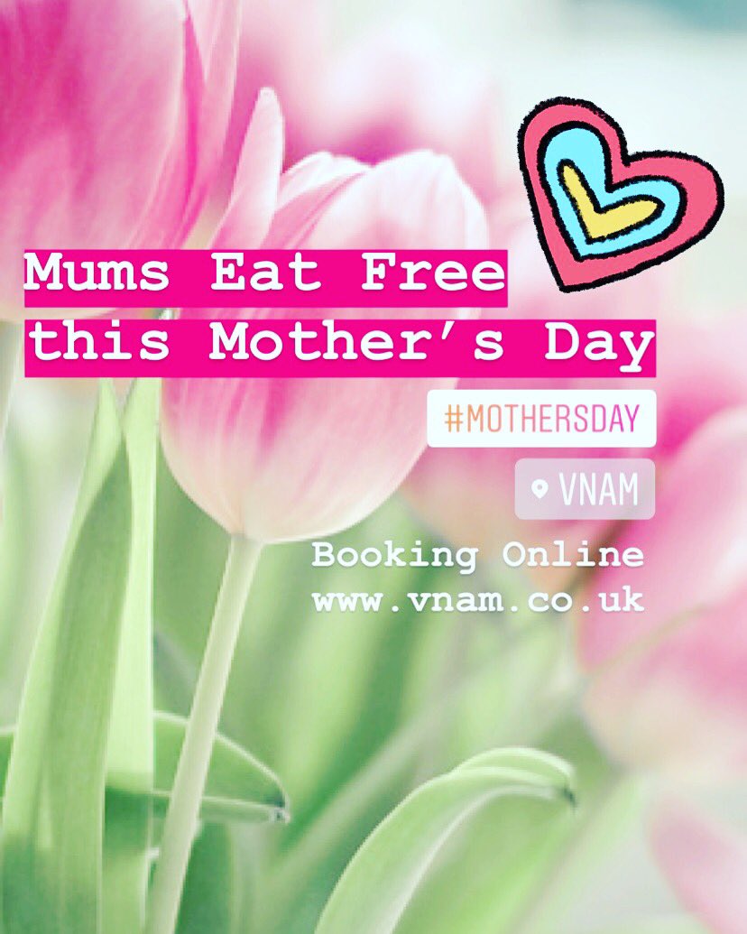 TREAT YOUR MUM! 💁🏻‍♀️👈🏼 

T&amp;C's
*book a table through our website online booking system or shoutout ‘MUM'!
*minimum party of 4 people 
*one mum, one free main course
*Not in conjunction with any other offers