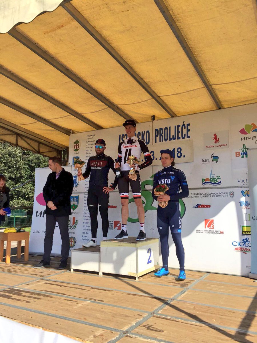 picnicpostnl's tweet photo. #IstrianSpringTrophy He did it! @nilseekhoff holds on to take the win in the opening prologue in Croatia. In doing so he takes the first yellow jersey of the race! #KeepChallenging https://t.co/48w1uNN9p4