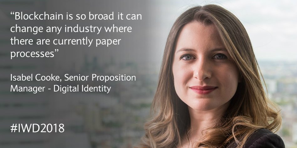 Barclays's tweet photo. Isabel Cooke on why blockchain “will not reach its potential without collaboration” #IWD #IWD2018 https://t.co/00W6w1yPG7 https://t.co/CYdsGwWwkf